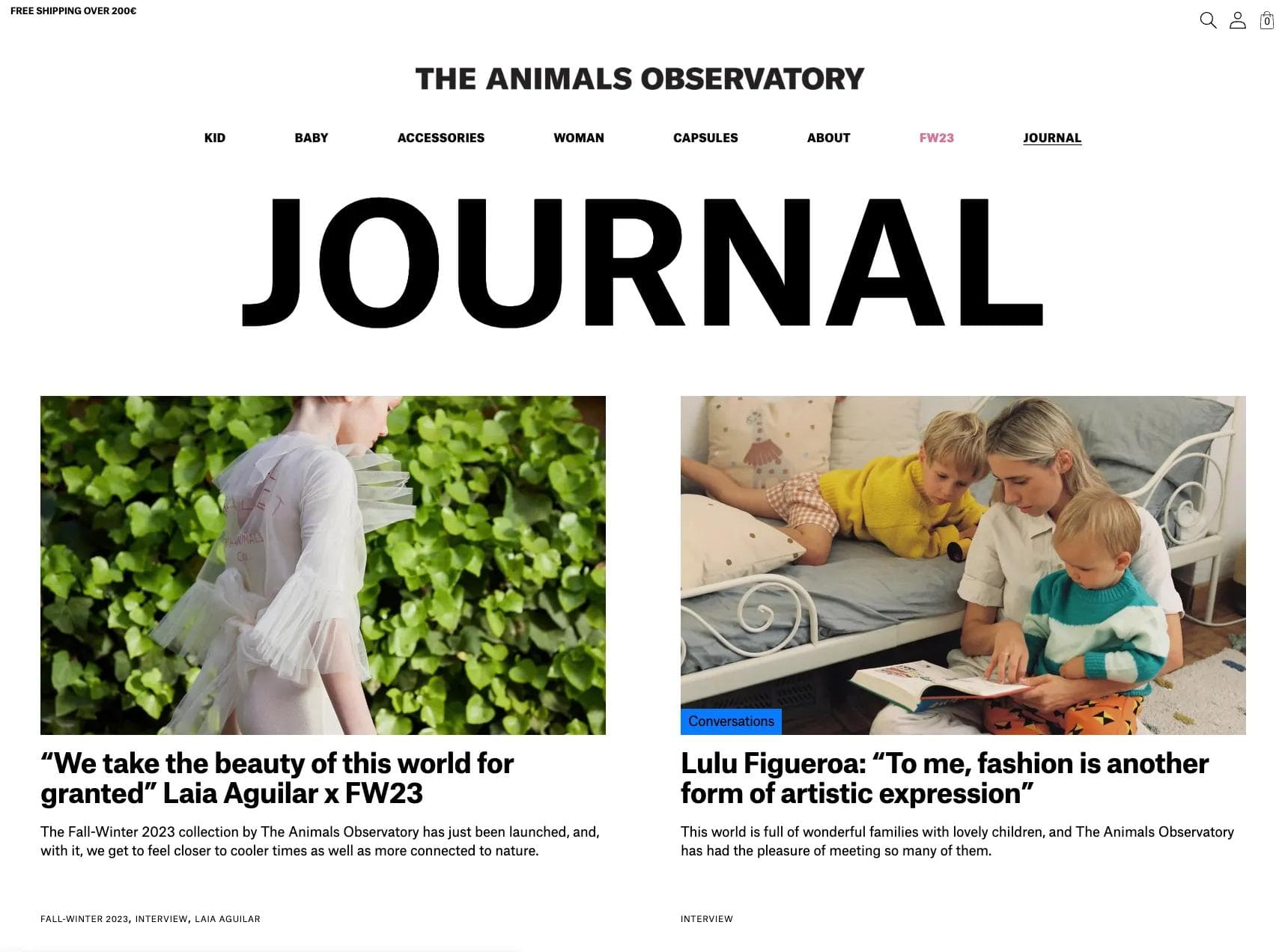 Blog personalizado en Shopify - The Animals Observatory