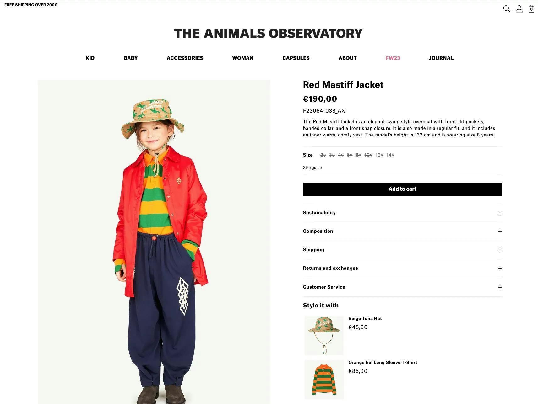 Página de producto personalizada - The Animals Observatory