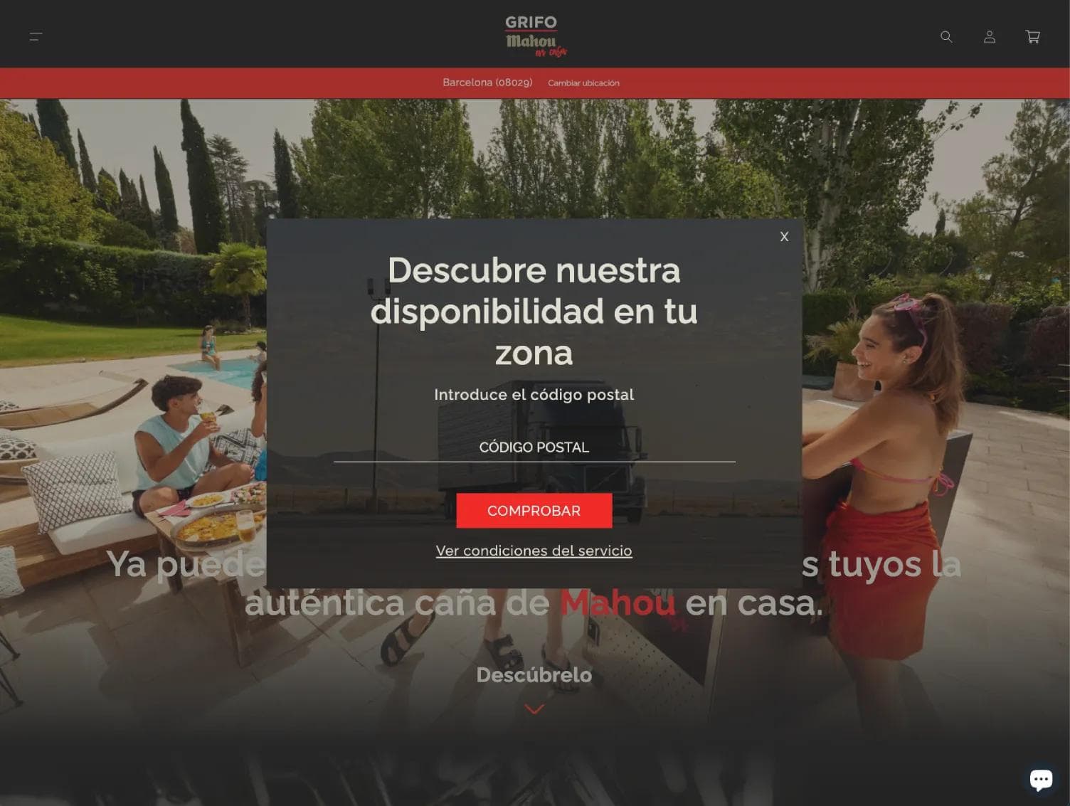 Popup de código postal con Theme App Extension - Grifo mahou en casa